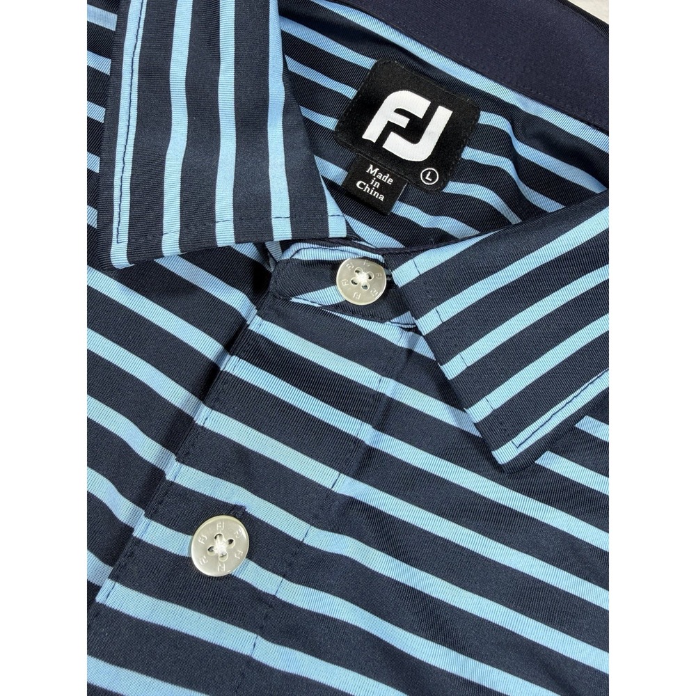 FJ Performance Polo Short Sleeve Shirt * Men's Large Footjoy Golf * Blue Striped